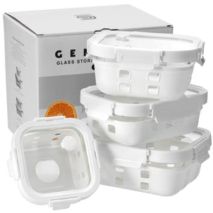 4 PC White Container Set With Silicone Wrap - GenicookGenicook