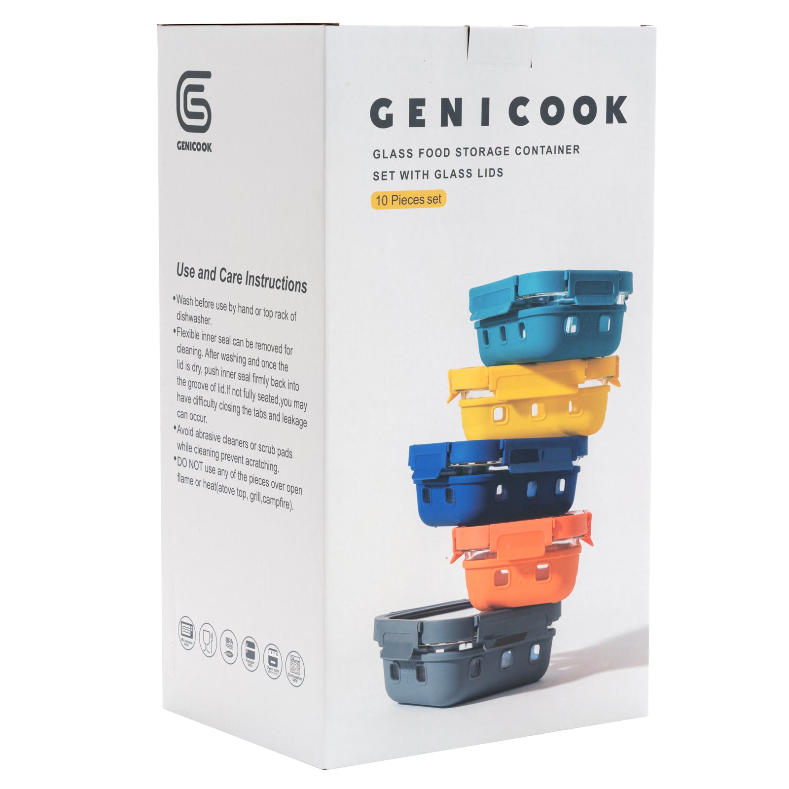 5 PC Multicolor Glass Container Set With Silicone Wrap - GenicookGenicook