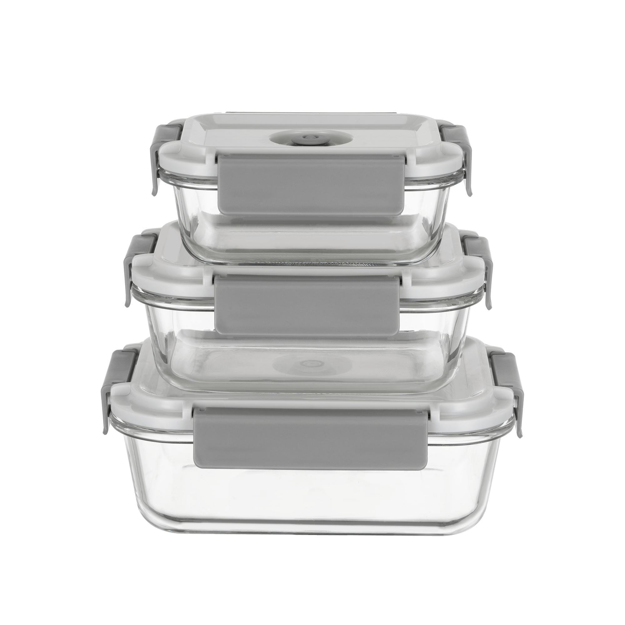 GENI-FRESH Vacuum Sealable Glass Container Set & Manual Pump (Grey) - GenicookGenicook