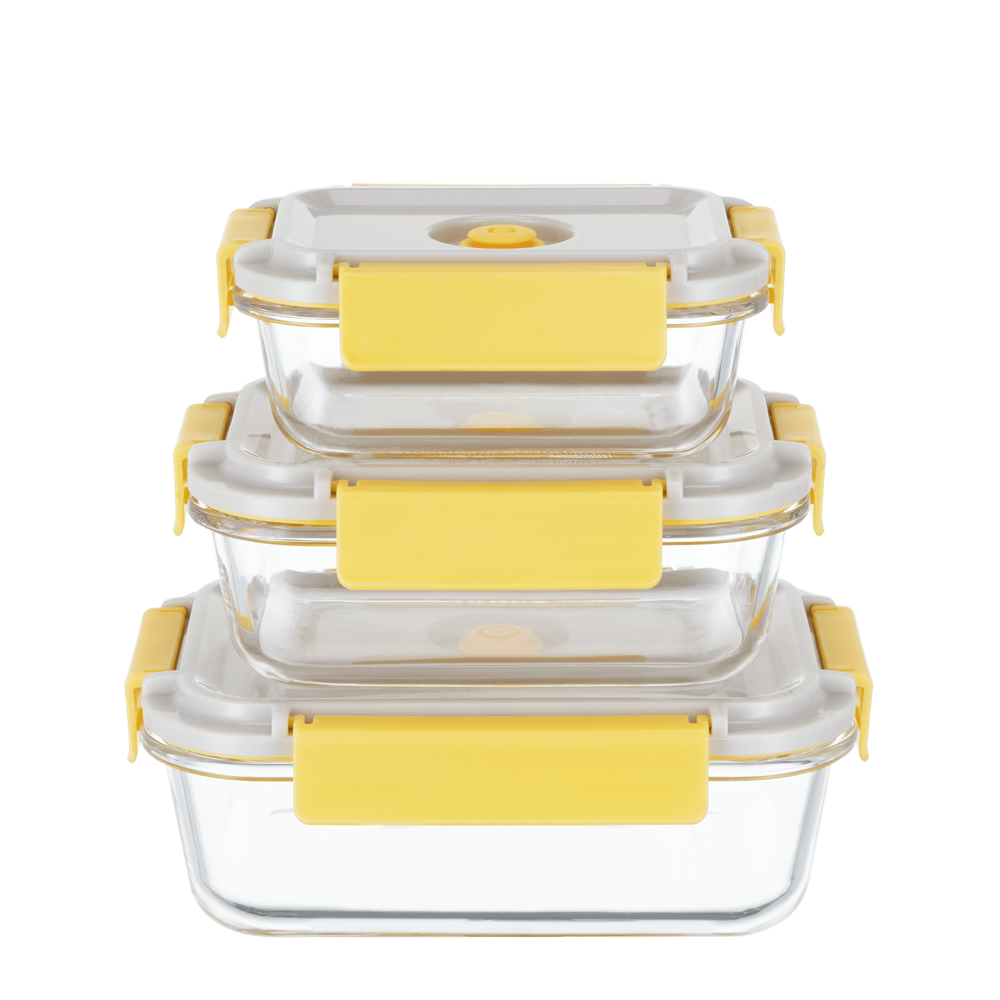 Genicook GENI-FRESH Vacuum Sealable Glass Container Manual Pump Set - Yellow