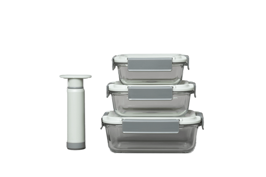 GENI-FRESH Vacuum Sealable Glass Container Set & Manual Pump - GenicookGenicook