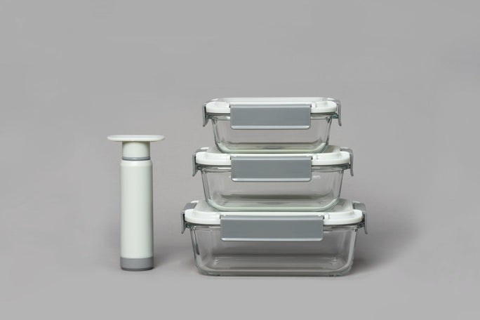 GENI-FRESH Vacuum Sealable Glass Container Set & Manual Pump - GenicookGenicook