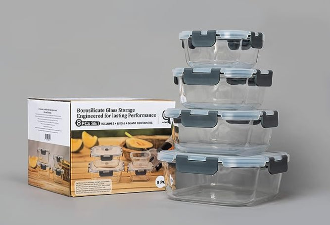 FRESH GLASS,18 PC FOOD STORAGE CONTAINERS WITH VENTED SNAP LIDS