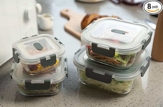Set Of 3 Square Glass Food Storage Container With Lid - High Temperature  Resistant & Microwave Safe & Vent Lid