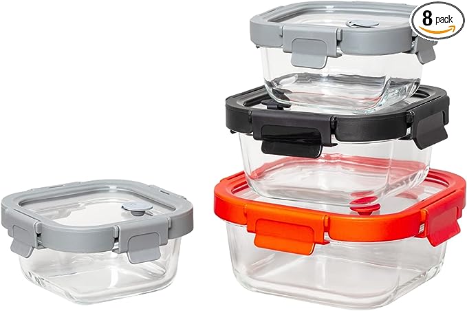 Genicook Oven-Safe Glass Meal-Prep Divided Food Storage Container