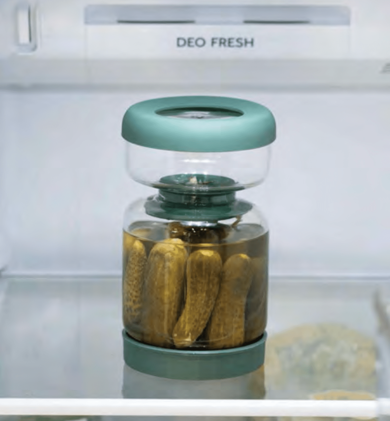 Genicook Dual-Part Glass Pickle Jar: The Flip-Over, Mess-Free Serving, Hand Blown Glass, Food Preserver - GenicookGenicook