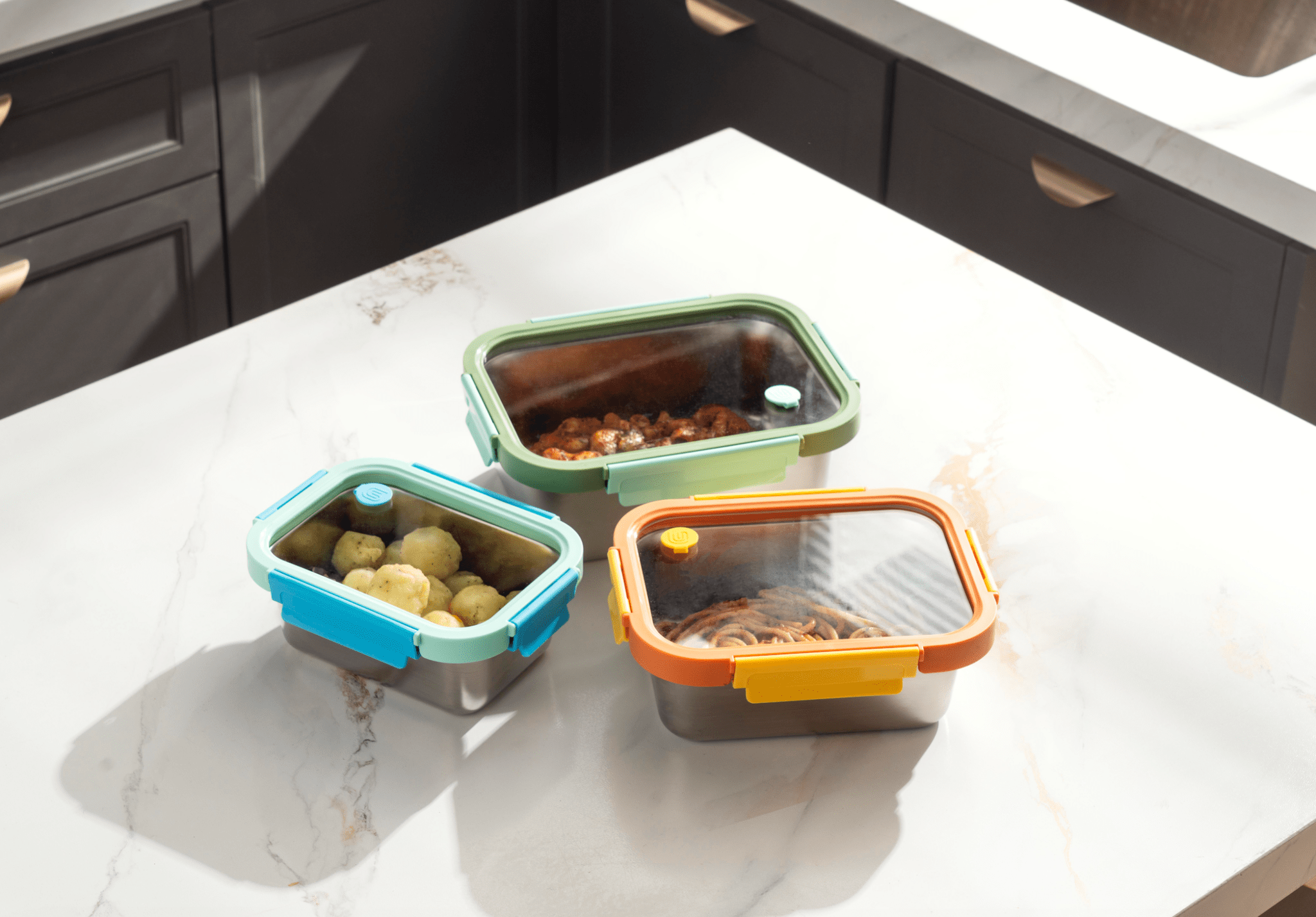 Genicook Mix & Match Stainless Steel Microwave Safe Container Set with Glass Lids - GenicookGenicook