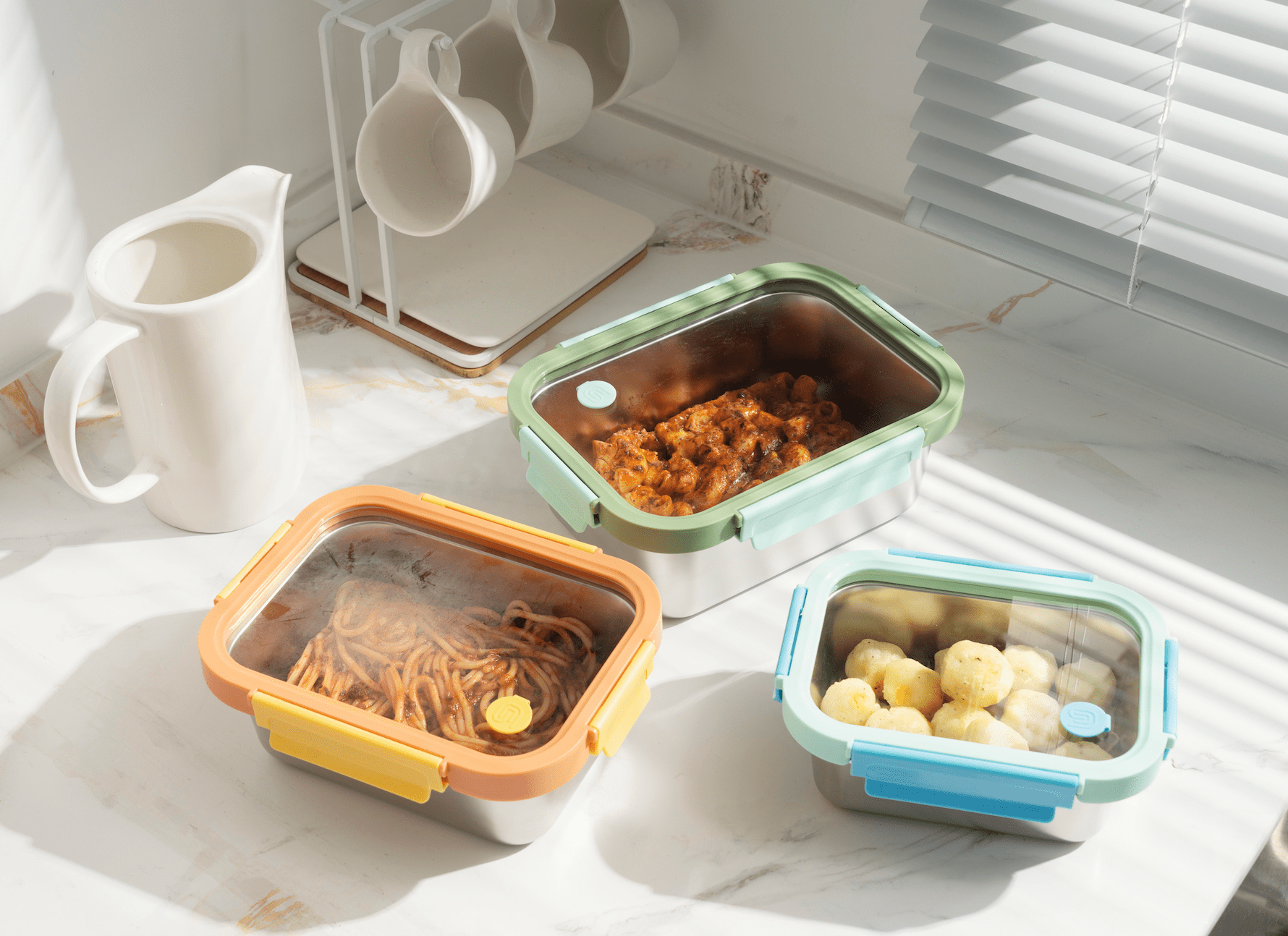 Genicook Mix & Match Stainless Steel Microwave Safe Container Set with Glass Lids - GenicookGenicook