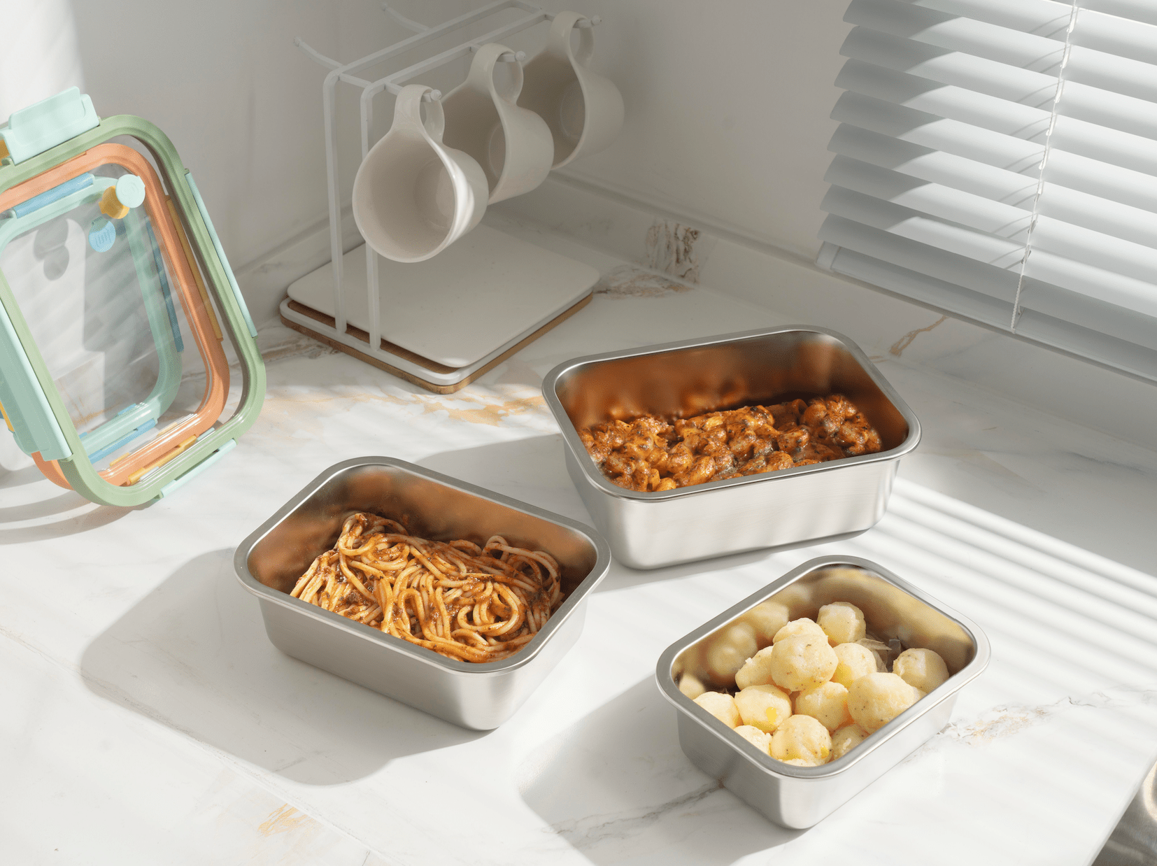 Genicook Mix & Match Stainless Steel Microwave Safe Container Set with Glass Lids - GenicookGenicook