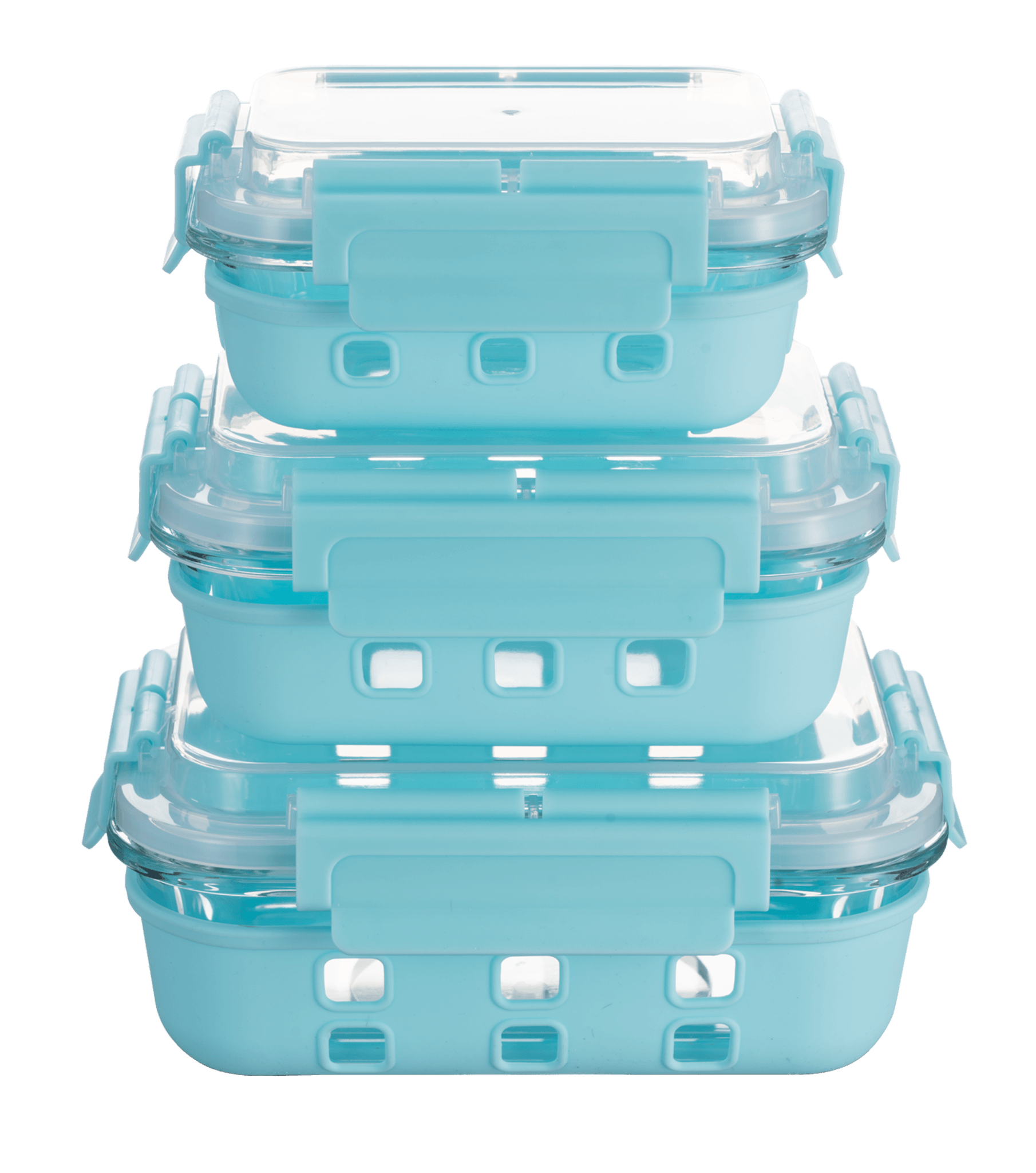 HI-TOP Lids With Pro Grade Removable Lockdown Levers & Silicone Sleeve (Rectangular 3 container set) - GenicookGenicook