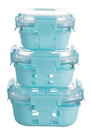 HI-TOP Lids With Pro Grade Removable Lockdown Levers & Silicone Sleeve (Square 3 container set) - GenicookGenicook