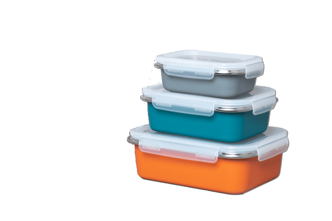 Nestable 3 Container Stainless Steel Set With Locking Lids - GenicookGenicook
