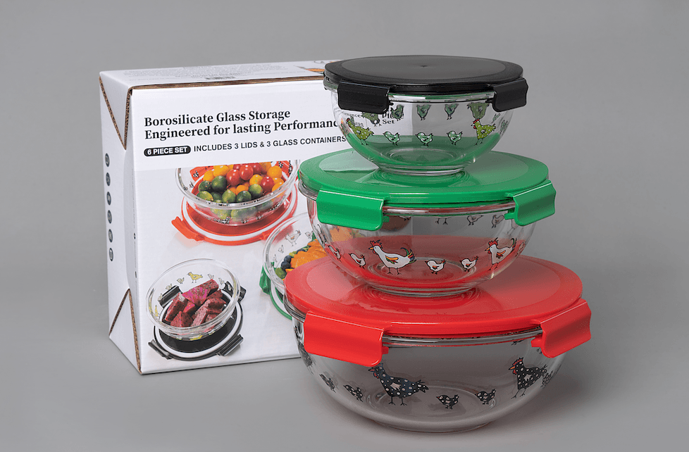 Round Borosilicate Glass Nesting Salad/Mixing Bowl Set With Snap-On Lids (3 Container Set) - GenicookGenicook
