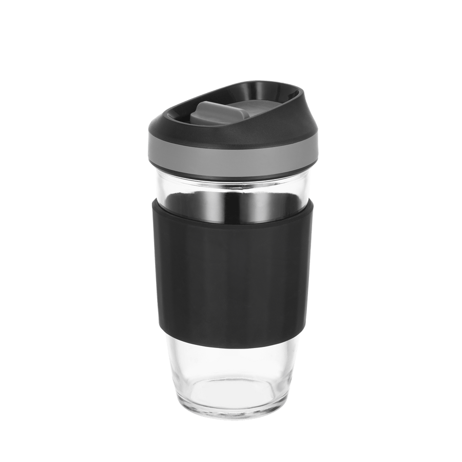 TAREE™ No drip-sip, Borosilicate Glass Coffee Mug w/ Silicone Sleeve (16.2 oz) - GenicookGenicook