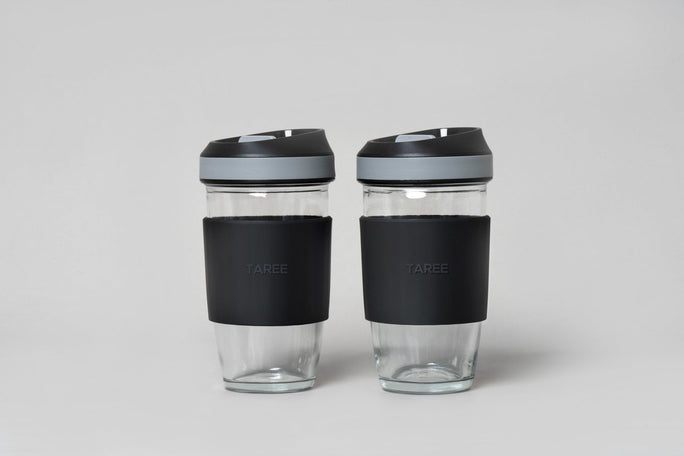 TAREE™ No drip-sip, Borosilicate Glass Coffee Mug w/ Silicone Sleeve (16.2 oz) - GenicookGenicook